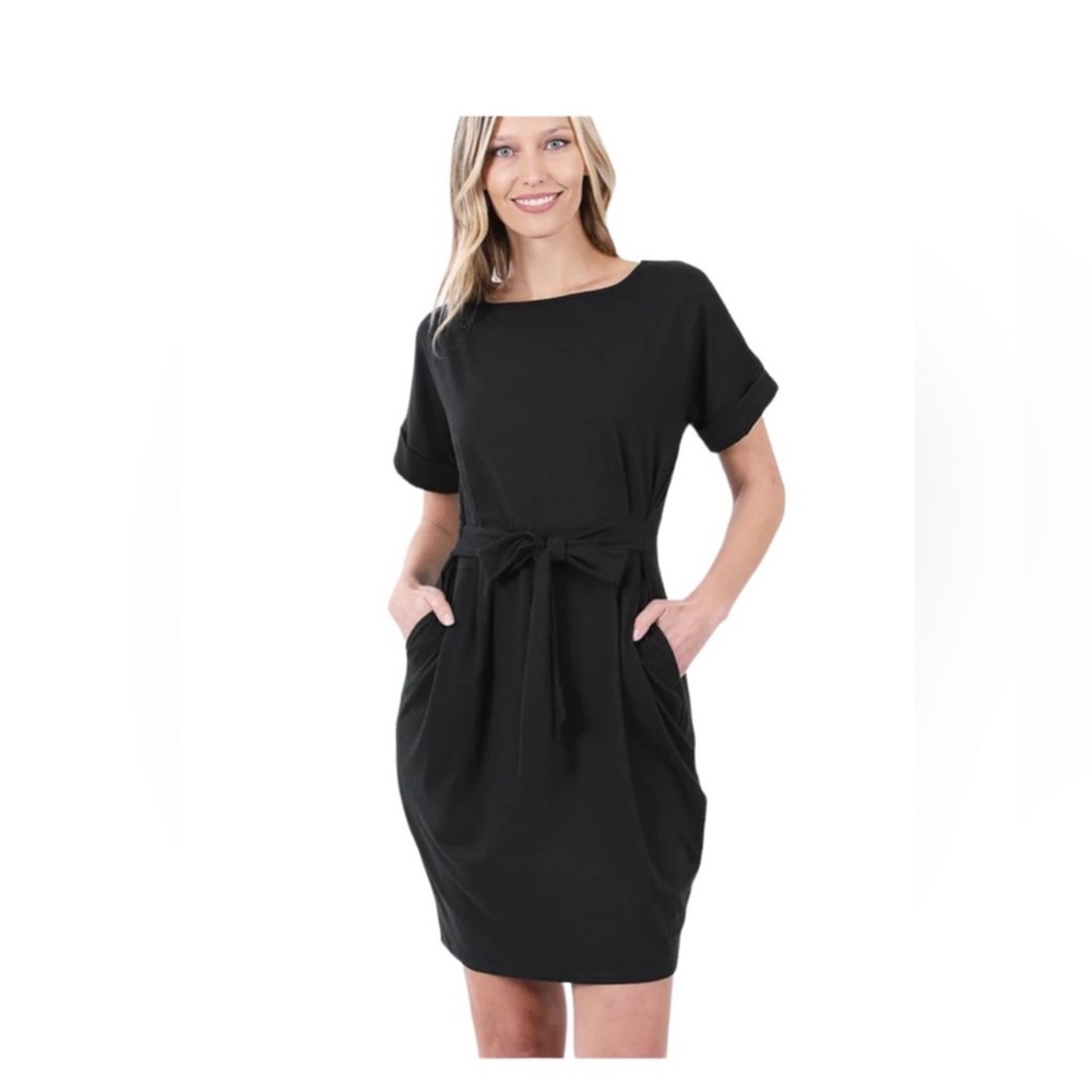 Black Front Tie Dress XL